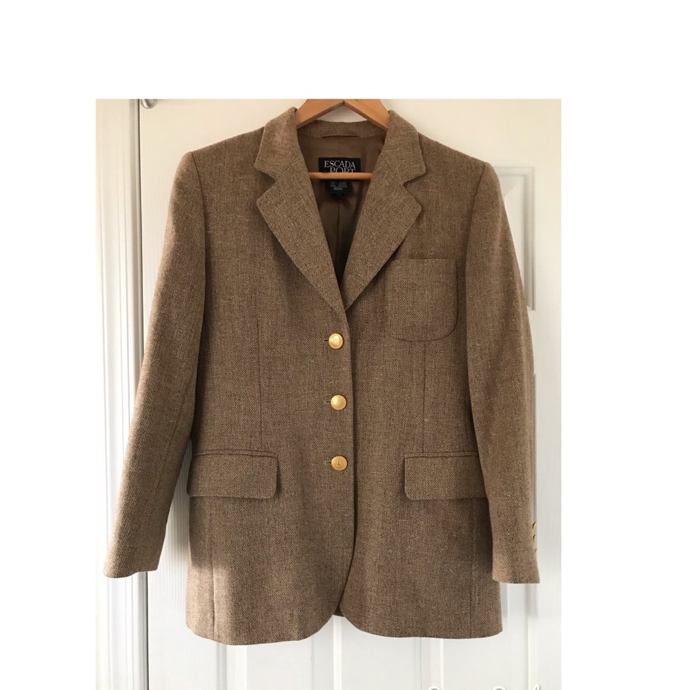 Escada Tan Blazer with Gold Buttons